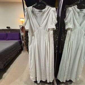 Zara White Maxi Dress with Puff Sleeves